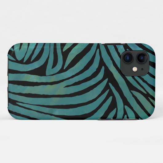 Blauwgroen zebraprint Case-Mate iPhone case (Achterkant (horizontaal))