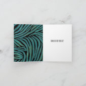 Blauwgroen zebraprint dank u bedankkaart (Binnen)
