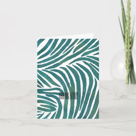 Blauwgroen zebraprint dank u bedankkaart (Voorkant)