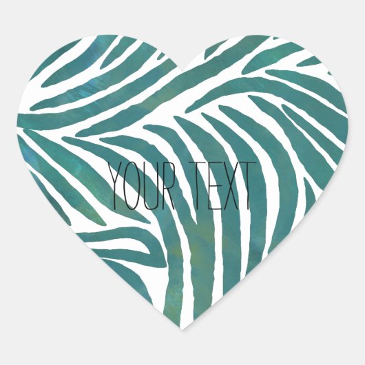 Blauwgroen zebraprint hart sticker (Voorkant)