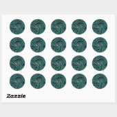 Blauwgroen zebraprint ronde sticker (Vel)