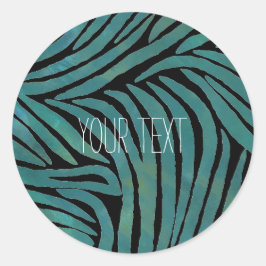 Blauwgroen zebraprint ronde sticker