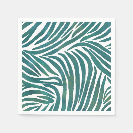 Blauwgroen zebraprint servetten (Voorkant)