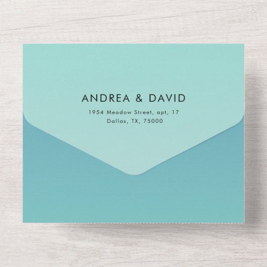 Blauwgroen Zee   Bodenmeer All In One Uitnodiging (Achterkant)