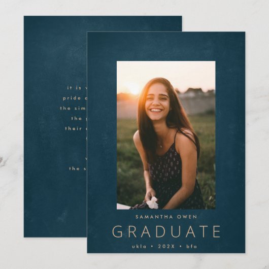 Blauwgroen Zee Chalk Border Modern Foto University Aankondiging (Voorkant / Achterkant)