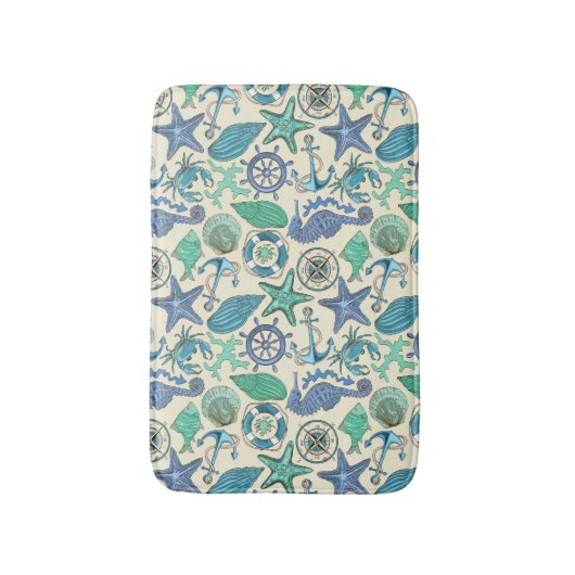 Blauwgroen Zee dierentuin Badmat (Voorkant Verticaal)