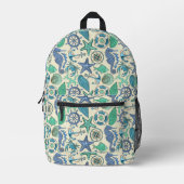 Blauwgroen Zee dierentuin Bedrukte Rugzak (Voorkant)