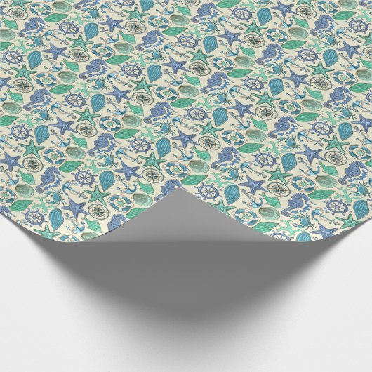 Blauwgroen Zee dierentuin Cadeaupapier (Hoek)