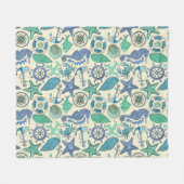 Blauwgroen Zee dierentuin Fleece Deken (Voorkant (Horizontaal))