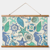 Blauwgroen Zee dierentuin Hangend Wandkleed (Voorkant)