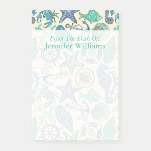 Blauwgroen Zee dierentuin | Jouw namen toevoegen Post-it® Notes (Voorkant)