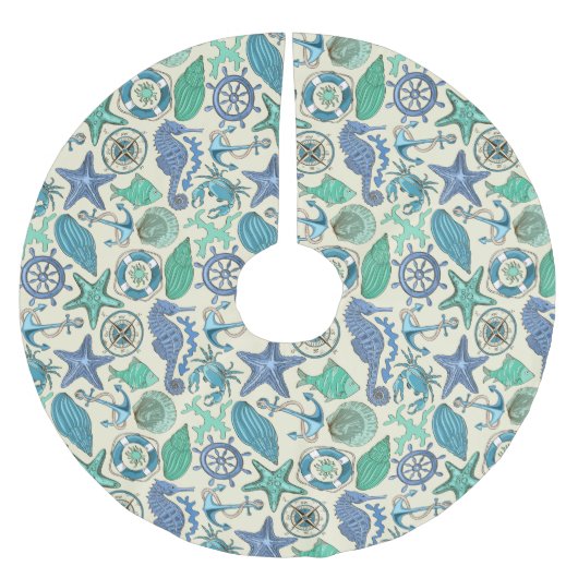 Blauwgroen Zee dierentuin Kerstboom Rok (Voorkant)