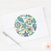 Blauwgroen Zee dierentuin Ronde Sticker (Envelop)