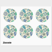 Blauwgroen Zee dierentuin Ronde Sticker (Vel)