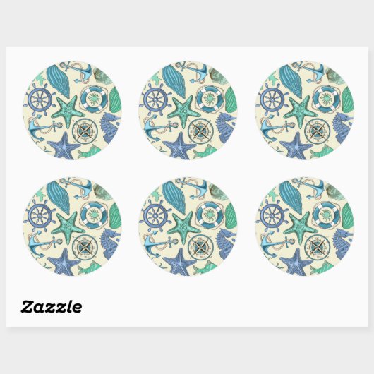 Blauwgroen Zee dierentuin Ronde Sticker (Vel)