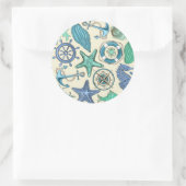 Blauwgroen Zee dierentuin Ronde Sticker (Tas)