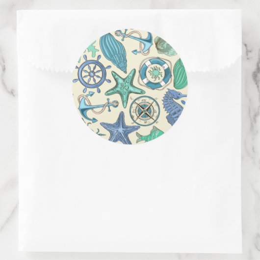 Blauwgroen Zee dierentuin Ronde Sticker (Tas)