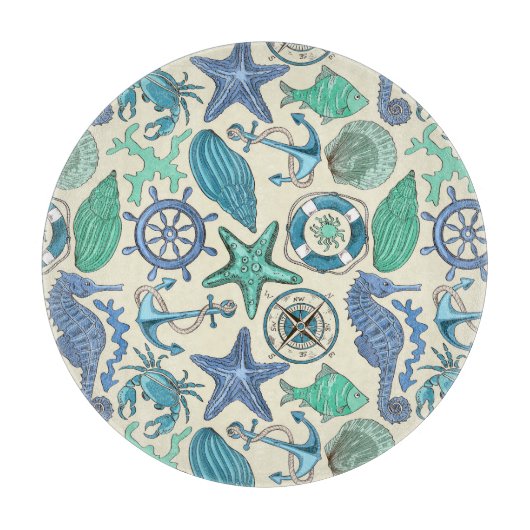 Blauwgroen Zee dierentuin Snijplank (Voorkant)