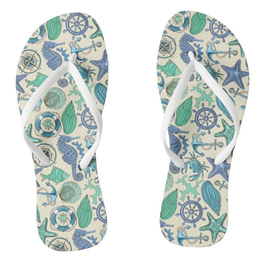 Blauwgroen Zee dierentuin Teenslippers (Voetbed)