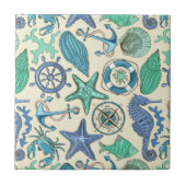 Blauwgroen Zee dierentuin Tegeltje (Voorkant)