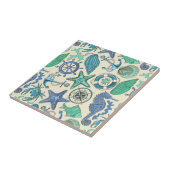 Blauwgroen Zee dierentuin Tegeltje (Zijkant)