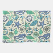 Blauwgroen Zee dierentuin Theedoek (Horizontaal)