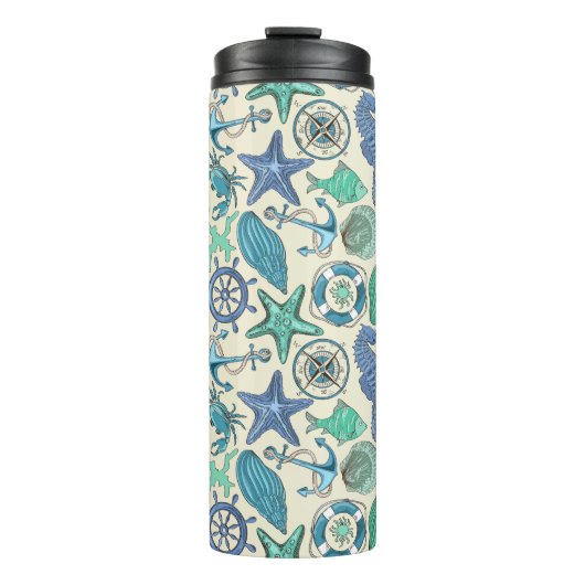 Blauwgroen Zee dierentuin Thermosbeker (Voorkant)