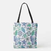 Blauwgroen Zee dierentuin Tote Bag (Achterkant)