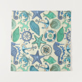 Blauwgroen Zee dierentuin Wandkleed (Voorkant (horizontaal))