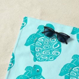 Blauwgroen Zee Draaipalen Patroon Aqua Beach Towel Strandlaken