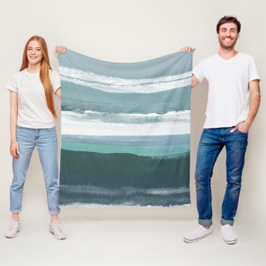 Blauwgroen Zee Fleece Deken (In situ)