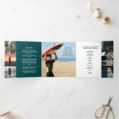 Blauwgroen zee groen modern grafisch kustgebied drieluik programma (Binnen)