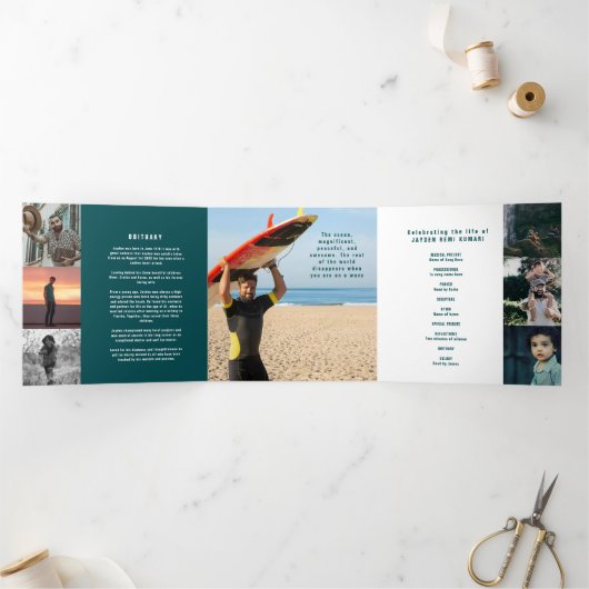 Blauwgroen zee groen modern grafisch kustgebied drieluik programma (Binnen)