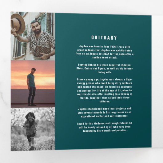 Blauwgroen zee groen modern grafisch kustgebied drieluik programma (Binnenzijde eerst)