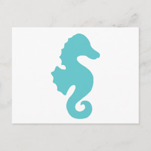 Blauwgroen Zee Horse Silhouette Briefkaart