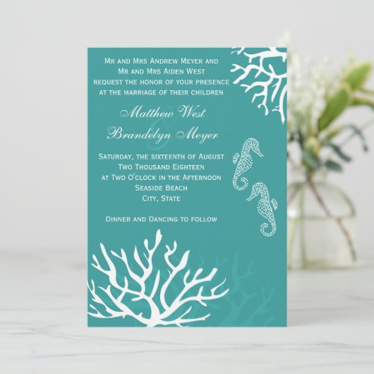 Blauwgroen Zee Koraalweddenschap Kaart (Staand voorkant)