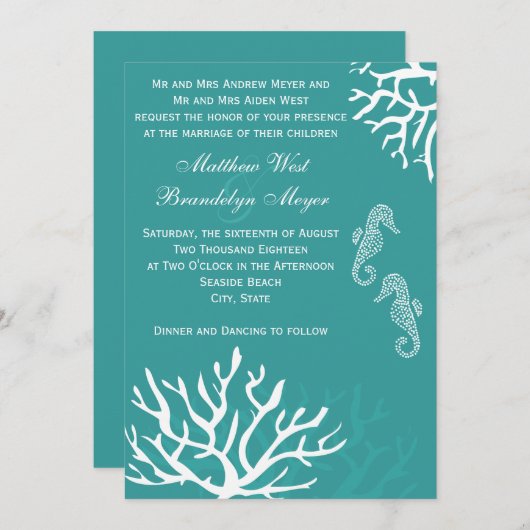 Blauwgroen Zee Koraalweddenschap Kaart (Voorkant / Achterkant)