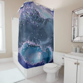 *~* Blauwgroen Zee Ocean Agate Celestial GLITTER A Douchegordijn (In situ)