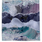 *~* Blauwgroen Zee Ocean Agate Pearl GLITTER AP8   Douchegordijn (Voorkant)