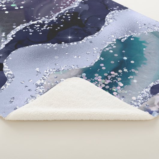 *~* Blauwgroen Zee Ocean Agate Pearl Holo GLITTER Sherpa Deken (3/4)