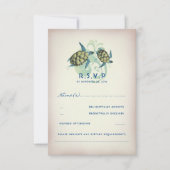 Blauwgroen Zee Schildpad bruiloft RSVP (Voorkant)