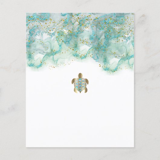 blauwgroen zee schildpad flyer (Achterkant)