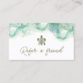 blauwgroen zee-schildpadverwijzingskaart visitekaartje (Voorkant)