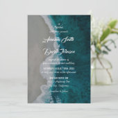 Blauwgroen Zee Shore Destination Beach Wedding Kaart (Staand voorkant)