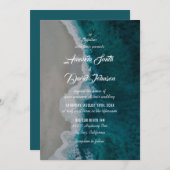 Blauwgroen Zee Shore Destination Beach Wedding Kaart (Voorkant / Achterkant)