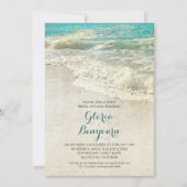  blauwgroen zee strand bruids douche uitnodiging (Voorkant)