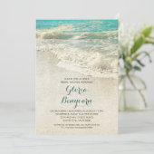 blauwgroen zee strand bruids douche uitnodiging (Staand voorkant)