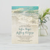  blauwgroen zee strand repetitie diner uitnodiging (Staand voorkant)