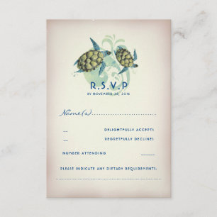 Blauwgroen Zee Turtle Wedding RSVP
