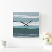 Blauwgroen Zee Vierkante Klok (Huis)